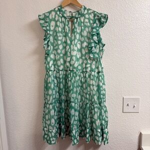 Milly Women’s Large Mona Jungle Leopard-Print Tiered Chiffon Dress Size Large